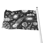 Black White Galaxy Outer Space Print Flag