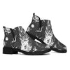 Black White Galaxy Outer Space Print Flat Ankle Boots