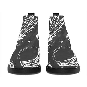 Black White Galaxy Outer Space Print Flat Ankle Boots