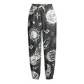 Black White Galaxy Outer Space Print Fleece Lined Knit Pants