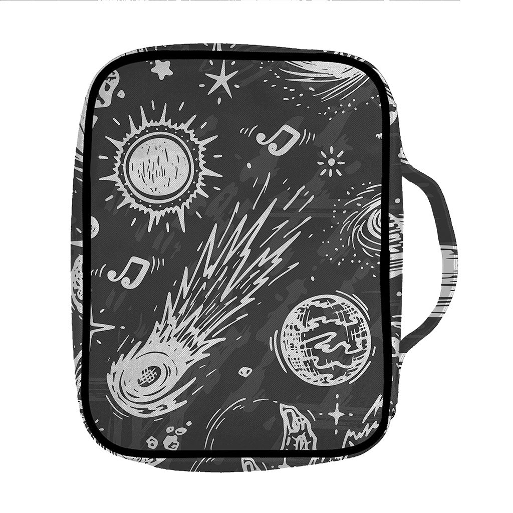 Black White Galaxy Outer Space Print Front Pocket Bible Bag