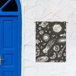 Black White Galaxy Outer Space Print Garden Flag