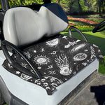 Black White Galaxy Outer Space Print Golf Cart Seat Cover