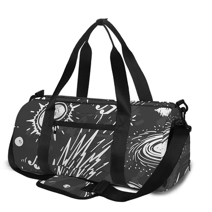 Black White Galaxy Outer Space Print Gym Bag