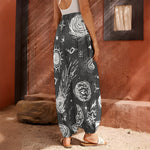 Black White Galaxy Outer Space Print Harem Pants