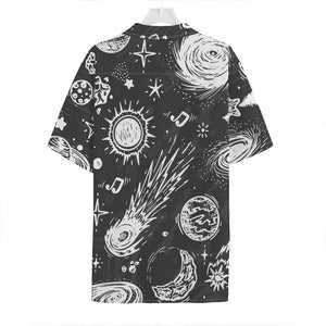 Black White Galaxy Outer Space Print Hawaiian Shirt