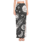 Black White Galaxy Outer Space Print High Slit Maxi Skirt