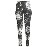 Black White Galaxy Outer Space Print High-Waisted Pocket Leggings