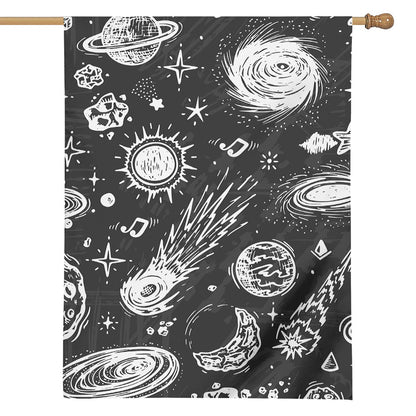 Black White Galaxy Outer Space Print House Flag