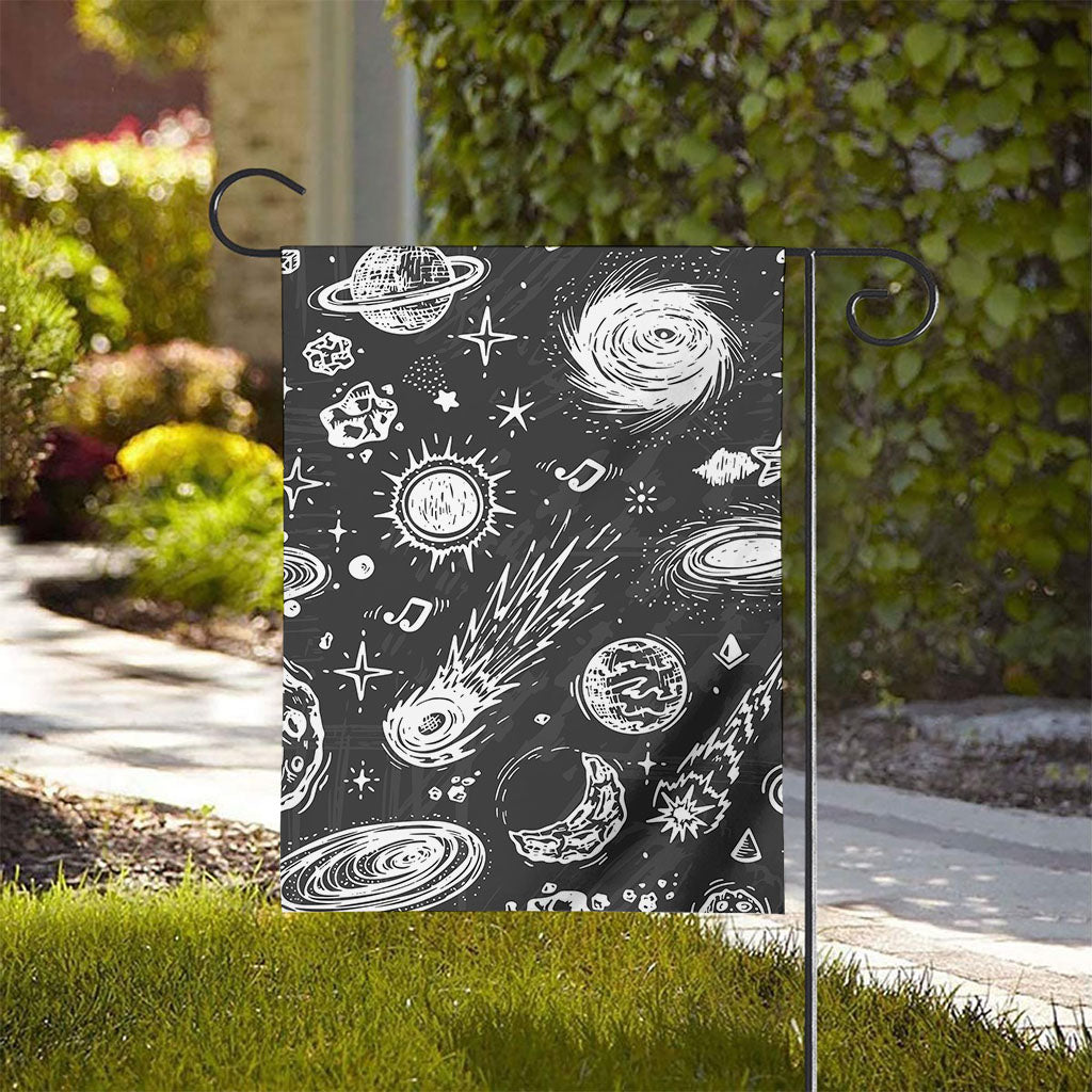 Black White Galaxy Outer Space Print House Flag