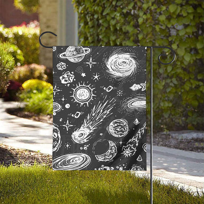 Black White Galaxy Outer Space Print House Flag