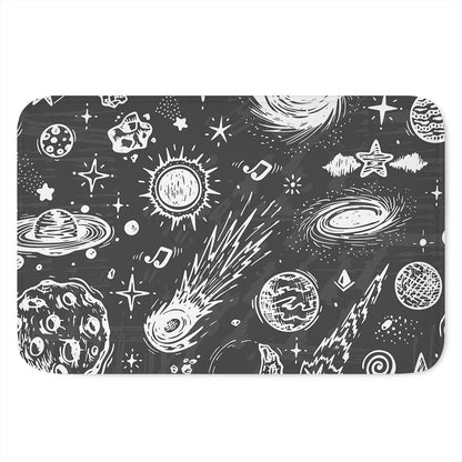Black White Galaxy Outer Space Print Indoor Door Mat