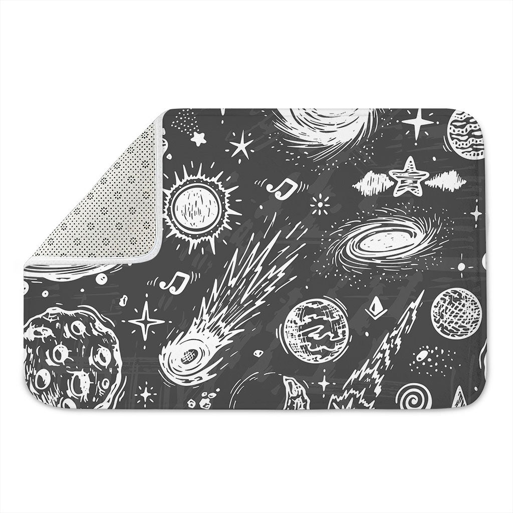Black White Galaxy Outer Space Print Indoor Door Mat
