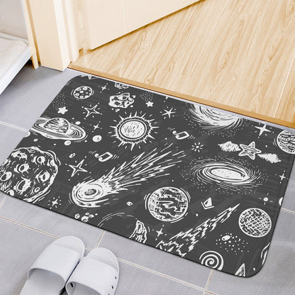 Black White Galaxy Outer Space Print Indoor Door Mat