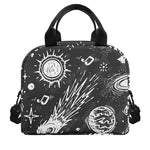 Black White Galaxy Outer Space Print Insulated Lunch Bag