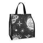 Black White Galaxy Outer Space Print Insulated Lunch Tote