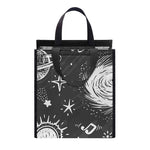 Black White Galaxy Outer Space Print Insulated Lunch Tote