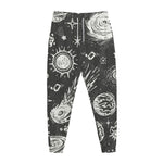 Black White Galaxy Outer Space Print Jogger Pants