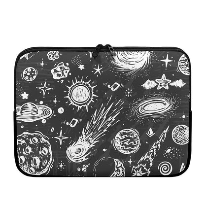 Black White Galaxy Outer Space Print Laptop Sleeve