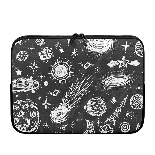 Black White Galaxy Outer Space Print Laptop Sleeve
