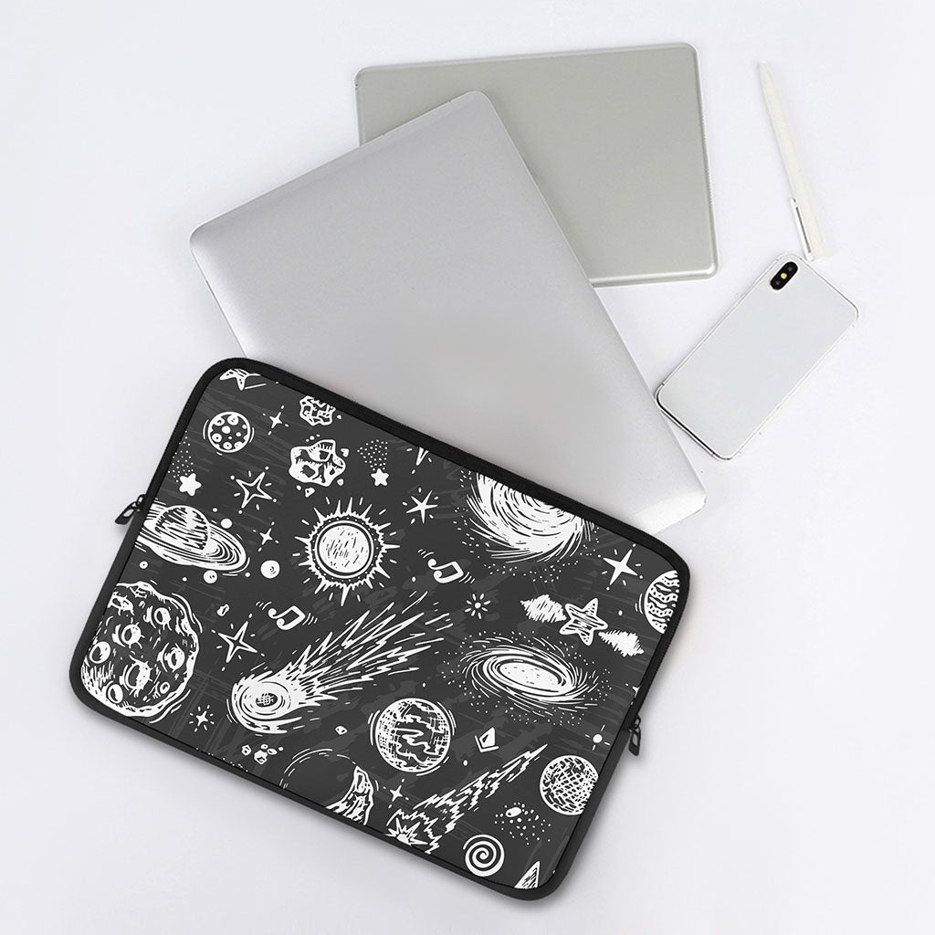 Black White Galaxy Outer Space Print Laptop Sleeve