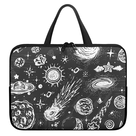 Black White Galaxy Outer Space Print Laptop Sleeve With Handle