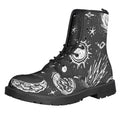 Black White Galaxy Outer Space Print Lace-Up Boots