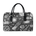 Black White Galaxy Outer Space Print Leather Duffel Bag