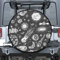 Black White Galaxy Outer Space Print Leather Spare Tire Cover