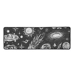 Black White Galaxy Outer Space Print Long Kitchen Mat