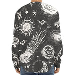Black White Galaxy Outer Space Print Long Sleeve Baseball Jersey