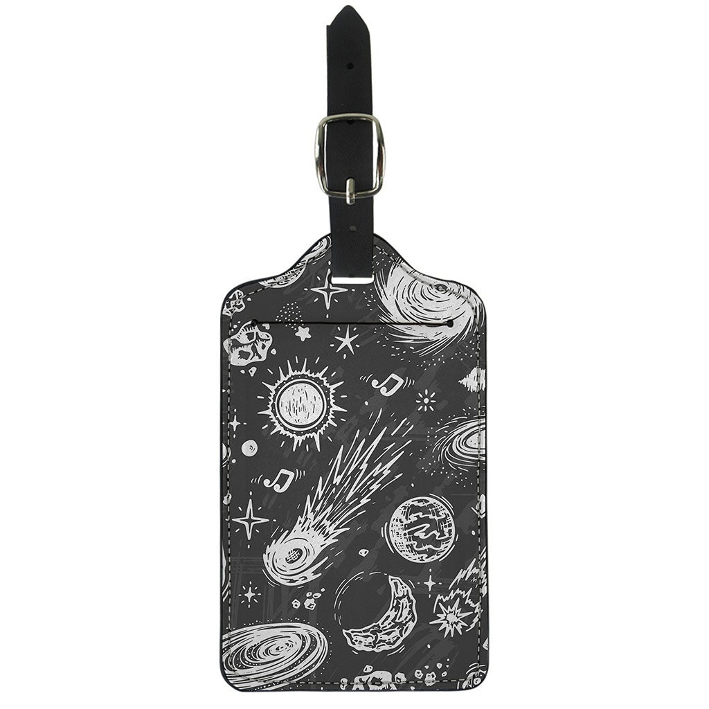 Black White Galaxy Outer Space Print Luggage Tag