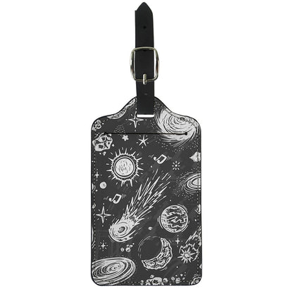 Black White Galaxy Outer Space Print Luggage Tag