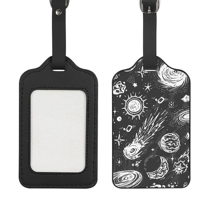 Black White Galaxy Outer Space Print Luggage Tag
