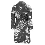 Black White Galaxy Outer Space Print Men's Bathrobe