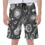 Black White Galaxy Outer Space Print Men's Beach Shorts