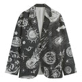 Black White Galaxy Outer Space Print Men's Blazer