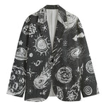 Black White Galaxy Outer Space Print Men's Blazer