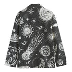 Black White Galaxy Outer Space Print Men's Blazer