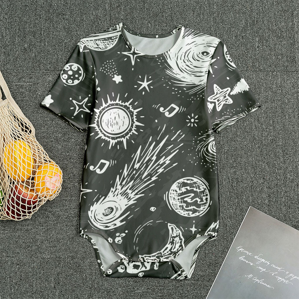 Black White Galaxy Outer Space Print Men's Bodysuit