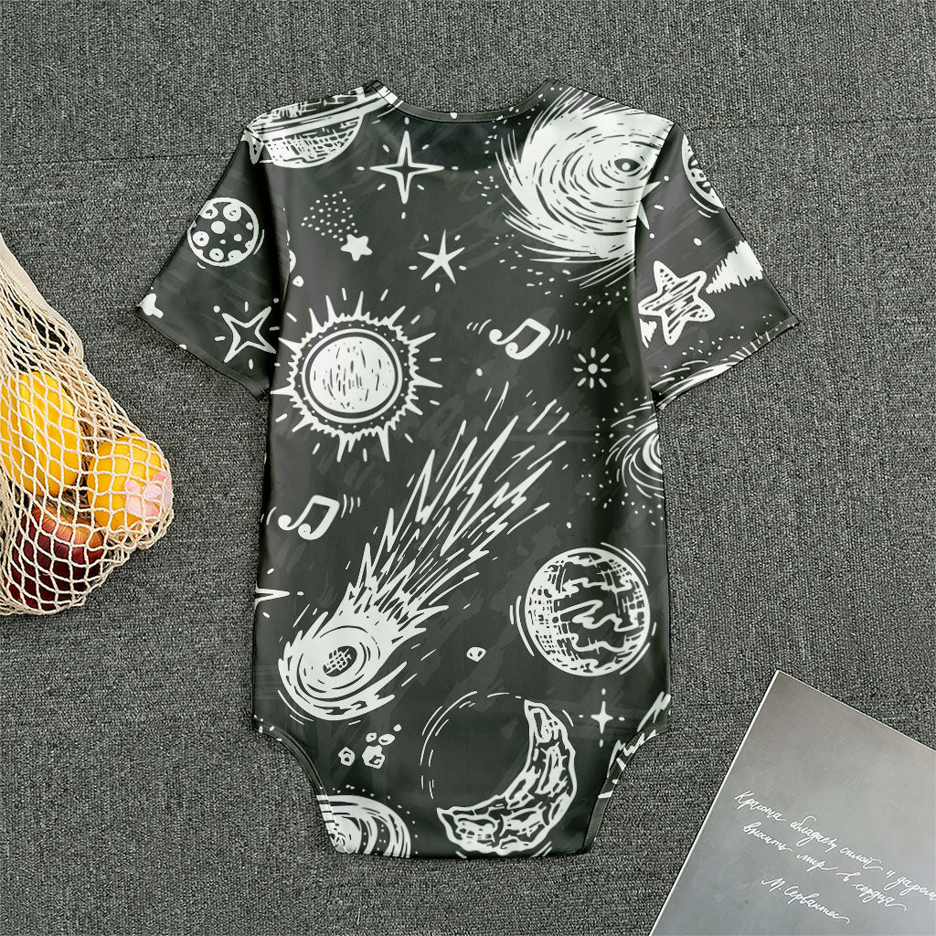 Black White Galaxy Outer Space Print Men's Bodysuit