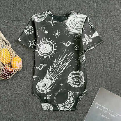 Black White Galaxy Outer Space Print Men's Bodysuit