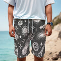 Black White Galaxy Outer Space Print Men's Cargo Shorts
