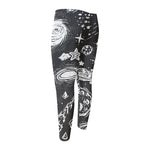 Black White Galaxy Outer Space Print Men's Compression Pants