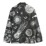 Black White Galaxy Outer Space Print Men's Cotton Blazer