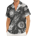 Black White Galaxy Outer Space Print Men's Deep V-Neck Shirt