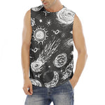 Black White Galaxy Outer Space Print Men's Fitness Tank Top