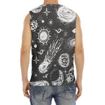 Black White Galaxy Outer Space Print Men's Fitness Tank Top