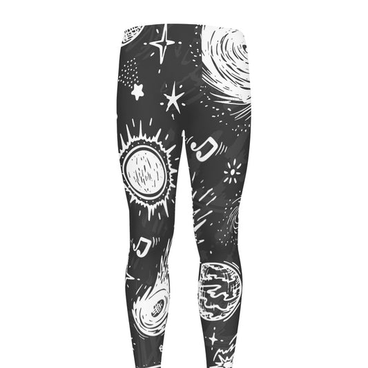 Black White Galaxy Outer Space Print Men's leggings