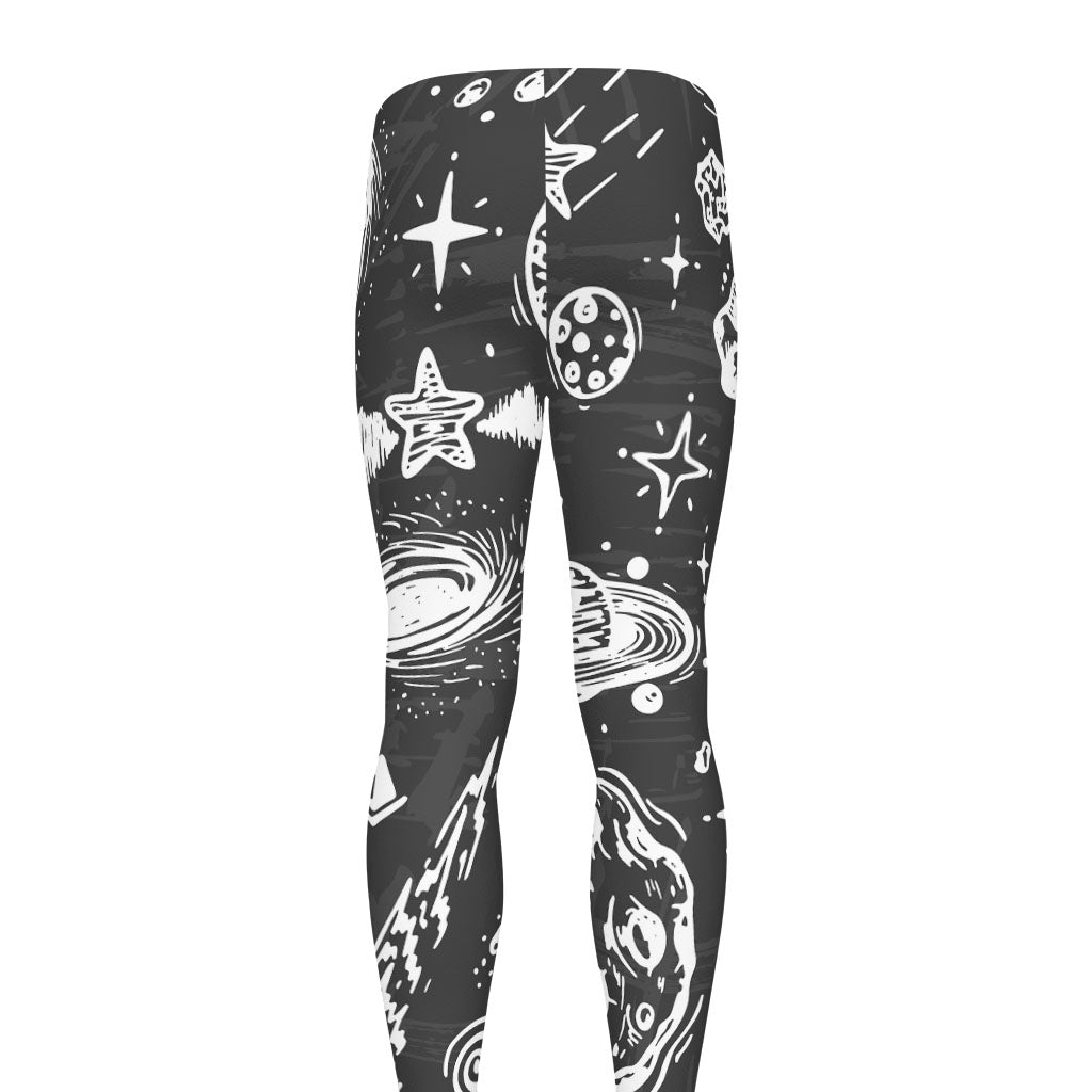 Black White Galaxy Outer Space Print Men's leggings